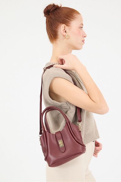 Addax Lock Detailed Puppy Mini Hand and Shoulder Bag Ç1038-G9