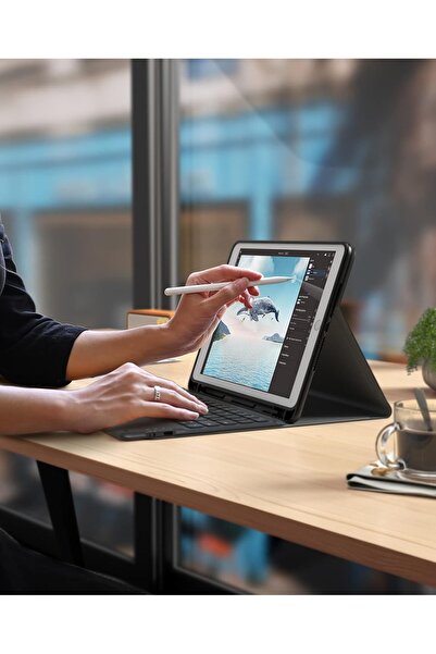 CHESO iPad 10.2" Keyboard Case with Trackpad & Pencil Holder – for 9th/8th/7th Gen, Black