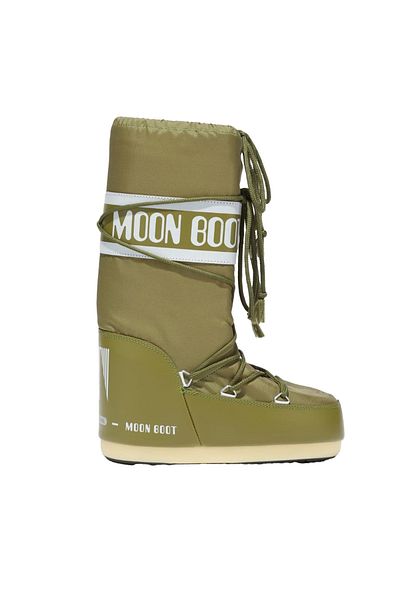 MOON BOOT أحذية الثلج النسائية أيقونة نايلون كاكي طاردة للماء