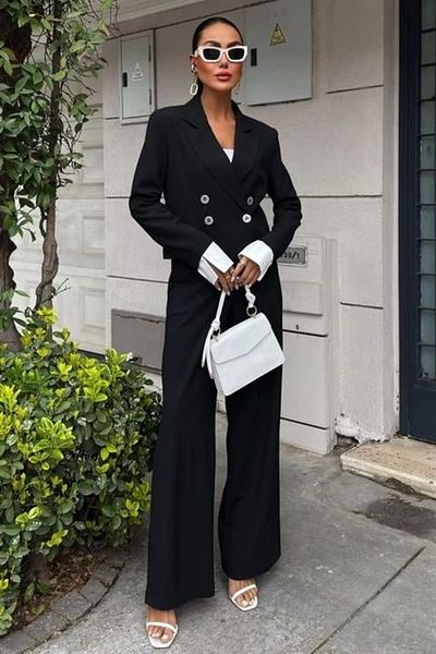 Butik Double Breasted Jacket Suit with Cuffs Garnish 10168
