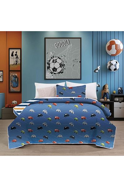 Orange Bed & Bath New Big | Single Bed Cover Two Piece - Colorful Cars
