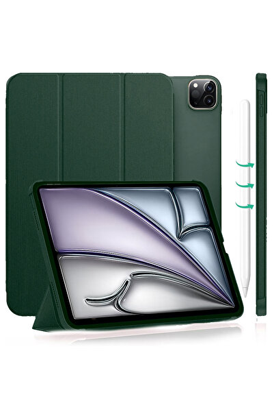 TEKNETSTORE İpad Air 13" M3 (2025) / M2 (2024) Kılıf Kapaklı Smart Standlı Uy...