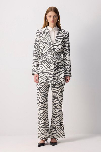 Touché Privé Patterned Belt Detail Jacket Pants Suit