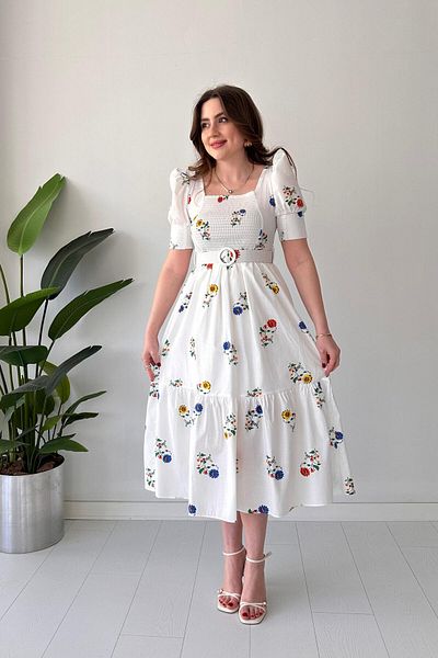 MaziButik Φόρεμα Demet Poplin Λευκό