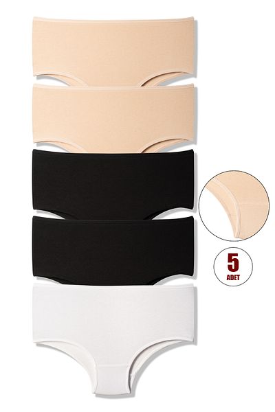 Lolitam Women's High Waist Cotton Lycra 5-Piece Panties