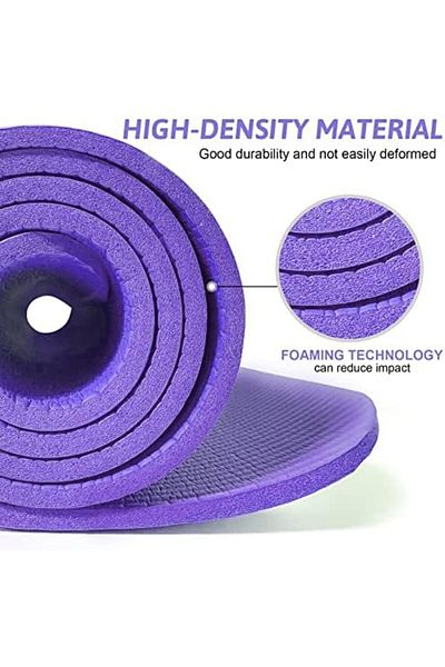 Generic Non Slip Yoga Mat 10mm Thick Blue Exercise Mat with Strap for Yoga, Pilates, HIIT & Home Workouts
