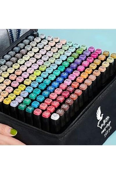 Mu Art Ahşap Set of 168 Double Sided Art Marker Felt Tip Pens with Bag Art 871301