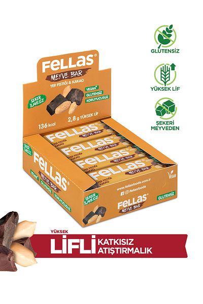 Fellas Fruit Bar - Peanut and Cocoa 35g X 12 Pieces