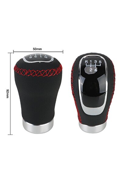 KOTO 5/6 Forward Stitched Leather Manual Gear Shift Knob Oval Red Stitched