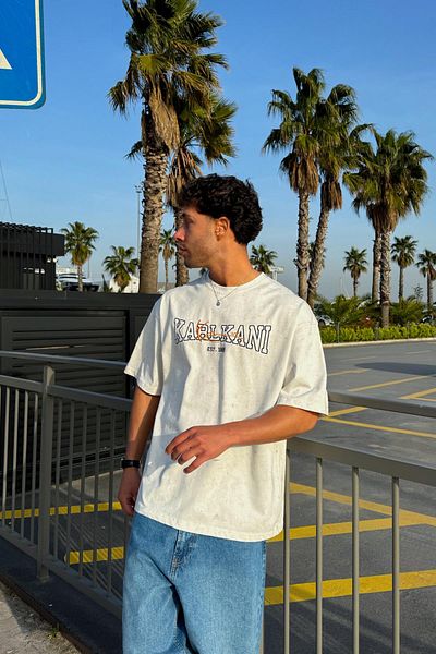 Flaw Wear Karl Kani Front Embroidery Detail Ecru T-Shirt