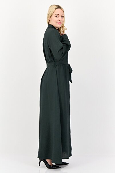 Bebe Women Plain Tie Closure Maxi Dress, Dark Green
