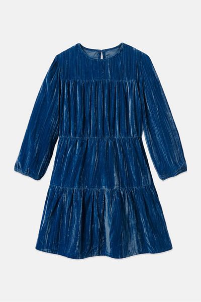 Tchibo Kids Girls Velvet Dress, Navy