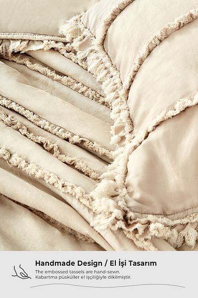 Evlen Home Collection Set cuverturi de pat Echos din bumbac de culoare bej - Daily Single, 2 Piese Captusita