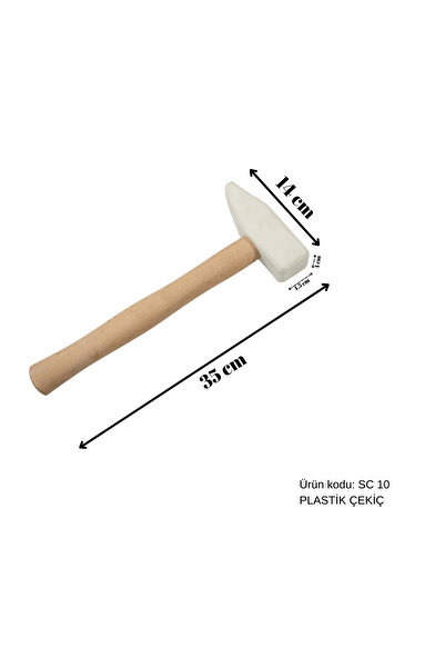 safi 35 cm Büyük Başlıklı Tahta Saplı Plastik Çekiç, Boyasız Göçük Düzeltme Çekici, PDR Çekiç - SC-10