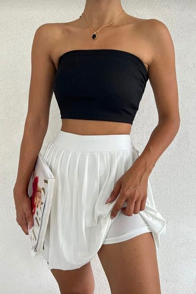 Zec Style Fusta de tenis pentru femei cu pantaloni scurți alb