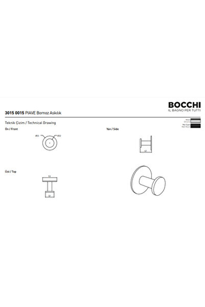 Bocchi Piave Bornoz Askılık Mat Siyah 3015-0015-ab