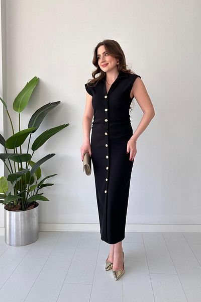 MaziButik Φόρεμα Side Drape Μαύρο