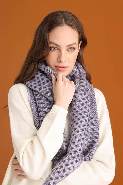 Desen Triko Kaşkol pentru femei cu modele mixte liliac