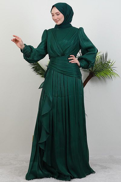 GİYZAMİLA Βραδινό φόρεμα Tulip Hijab Emerald