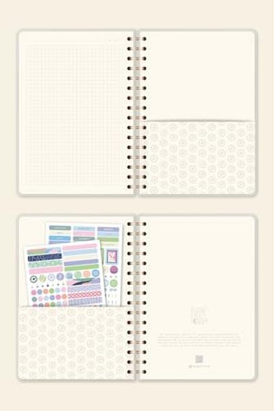 STOREMAX Sbl A5 Spiral Hard Cover Linen Checkered Undated Notepad Cream Sblshp 1064356