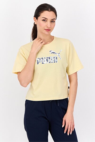 Puma Women Relaxed Fit Short Sleeve Training T-Shirts, Pale Yellow
