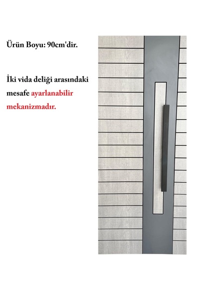 HOMDEP Çelik Kapı Çekme Kolu Tutma Kolu Dikdörtgen Model Renk Siyah 90cm