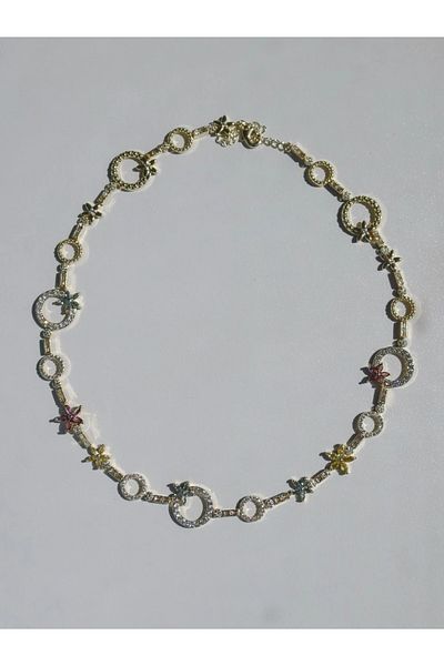 Reorah Collection Nature's Palette Necklace-Zircon Stone Flower Circle Necklace