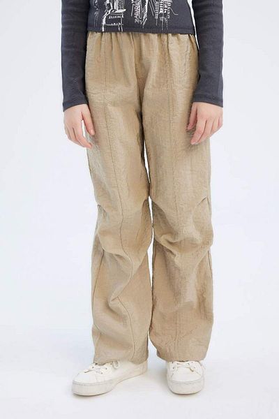 DeFacto New Season Girl's Elastic Waist Straight Leg Parachute Trousers
