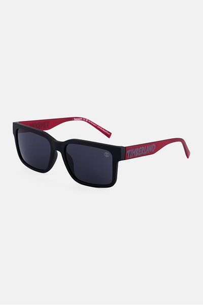 Timberland Men TB0001202A54 Square Sunglasses, Black/Red