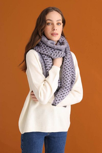 Desen Triko Kaşkol pentru femei cu modele mixte liliac