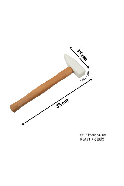 safi 35 cm Tahta Saplı Plastik Çekiç, Boyasız Göçük Düzeltme Çekici, PDR Çekiç - SC-09