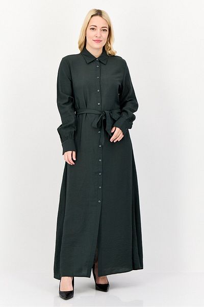 Bebe Women Plain Tie Closure Maxi Dress, Dark Green