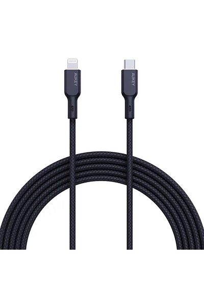 AUKEY Nylon Braided USB-C To Lightning Cable 1.8m Black