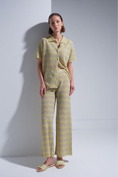 JOIN US Zigzag Pattern Wide Leg Yellow Trousers