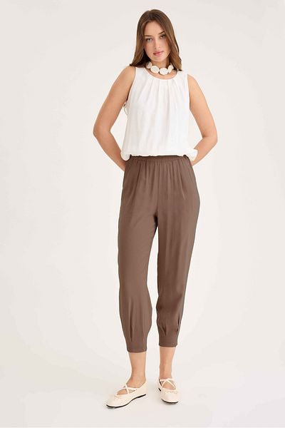 Vitrin Pleated Carrot Cut Modal Trousers