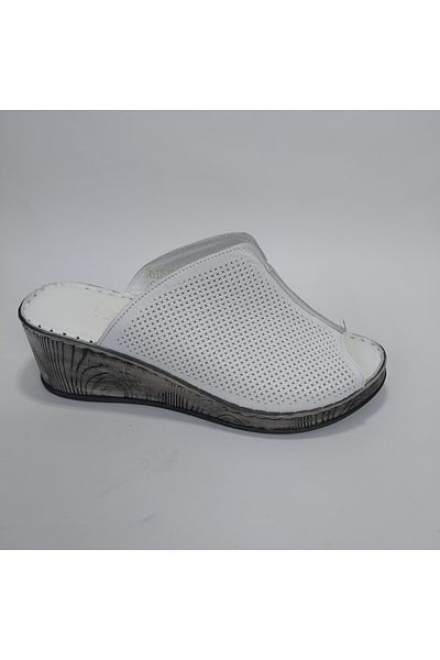 Mira Deri Genuine Leather 5.5 cm Wedding Heel Orthopedic Women's Slippers Vignot