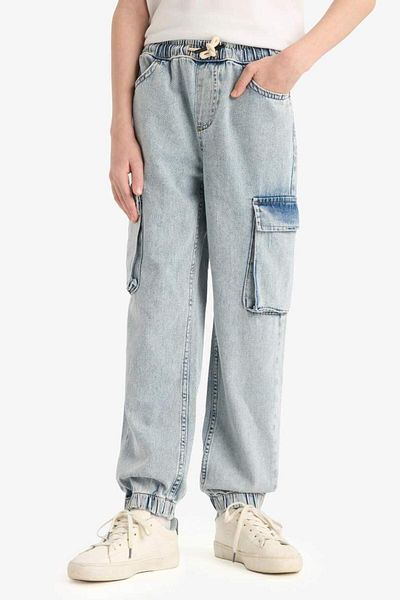 DeFacto New Season Boy's Cargo Pocket Jogger Leg Jean Pants with Elastic Band