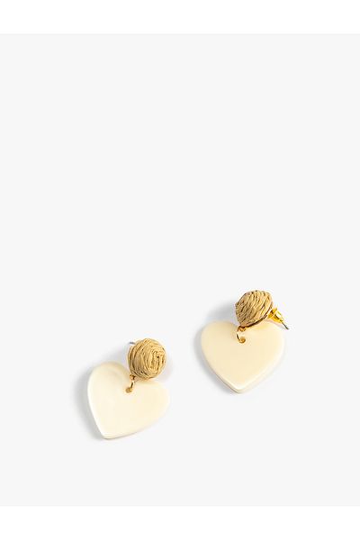 Koton Earrings Natural Textured Heart Shaped Dangle
