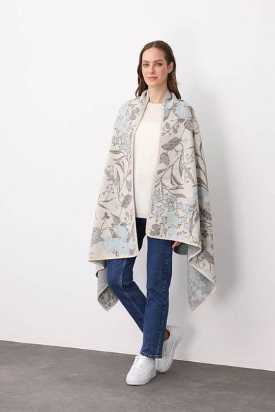 Desen Triko Women's Knitwear Ivy Floral Large Shawl 06