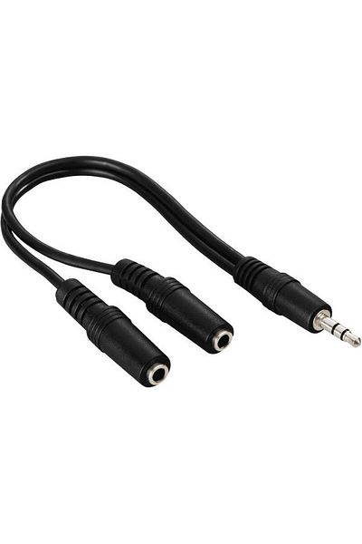 Hama Dual 3.5mm Audio Adapter Cable 0.2m Black