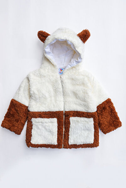 ipek atlas Kız Erkek Bebek Ve Çocuk Müslin Astarlı Ayıcıklı Peluş Mont