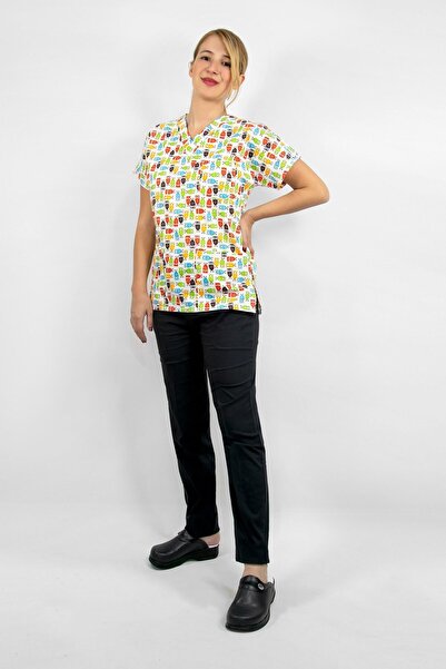 Nur Medikal Giyim مجموعة ملابس علوية سفلية من جيرسي ليكرا للطبيب والممرضة الج...