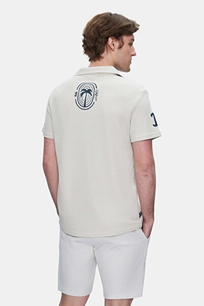 UCLA Ανδρικό μπλουζάκι με στάμπα RUSSEL Beige Polo Neck