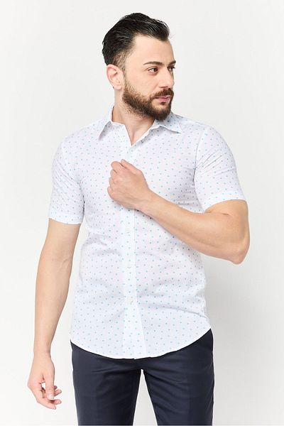 Esprit Men Slim Fit Allover Print Short Sleeves Casual Shirt, Multicolor