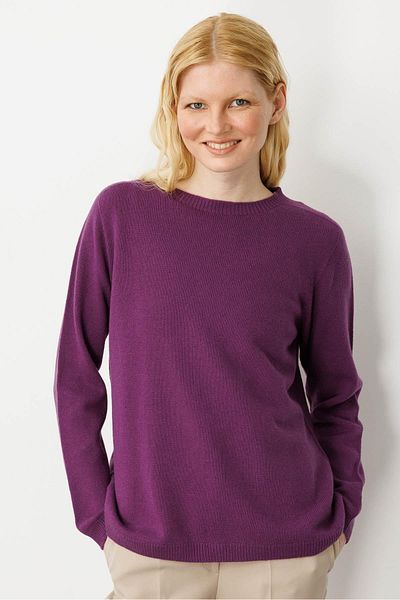 Desen Triko Women's Crew Neck Classic Wool Sweater A.Purple