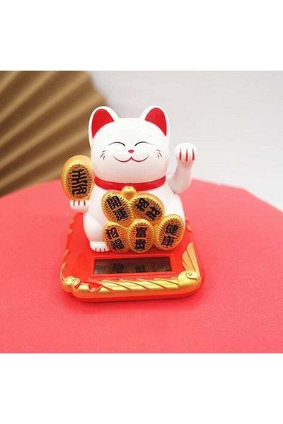 fulina Solar Lucky Cat Ornaments, Cute Shape, Symbol of Happiness, Wealth and Good Luck, Suitable for Shops