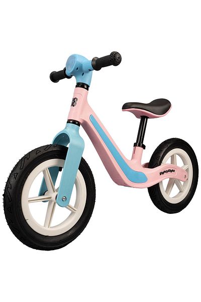 ACTION ONE Toddler balance bike with lights and music, inflatable rubber wheels, 12 inches, pink