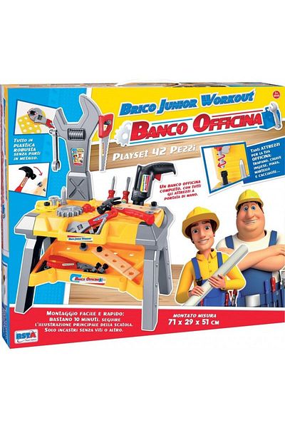 RS Toys Banc de lucru cu scule pentru copii, accesorii, unelte incluse, 42 piese diferite, 71 cm inaltime