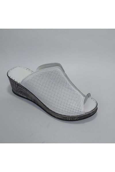 Mira Deri Genuine Leather 5.5 cm Wedding Heel Orthopedic Women's Slippers Vignot