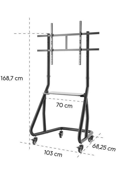 Hama "Trolley" TV Stand with Castors, up to 100", Height-adjustable, Black